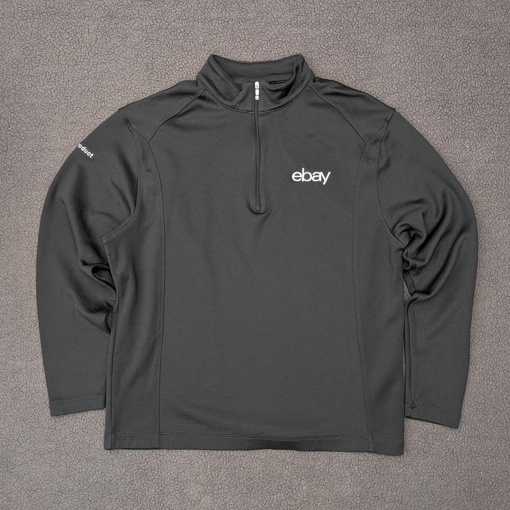 Nike Mens eBay Core Product Quarter Zip Pullover Black Textured Knit Sweatshirt